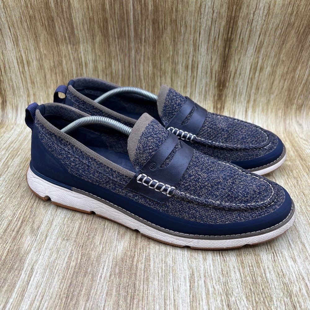 Cole Haan 4.Zerogrand Stitchlite Penny Loafer Mens Size 12 Navy Blue Knit C34030